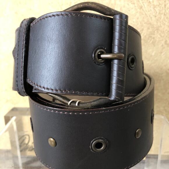 Donald Pliner Belt Expresso Leather Metal Studs 2\